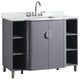 Eviva Plus Vienna 48" Satin Gray Modern Vanity Carrera Marble Top and Porc. Sink