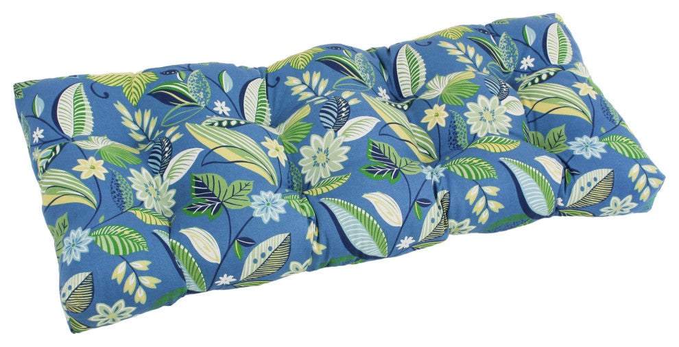 42"X19" Squared Patterned Polyester Tufted Loveseat Cushion, Skyworks Caribbean