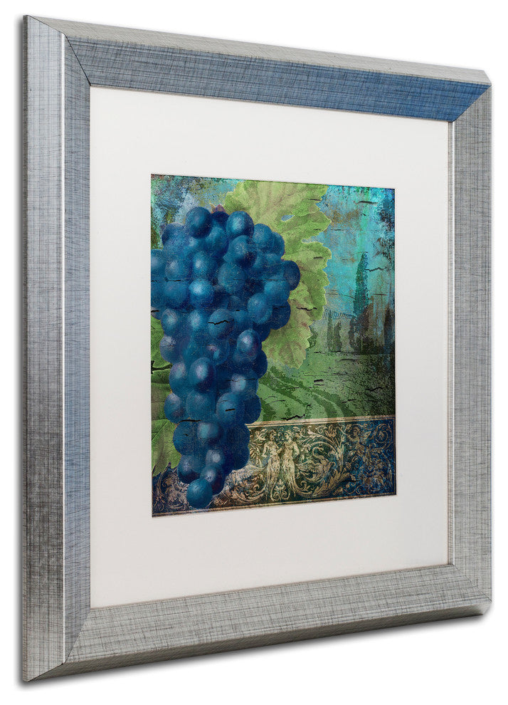 Color Bakery 'Vino Blu Two' Art, Silver Frame, White Matte, 16"x16"