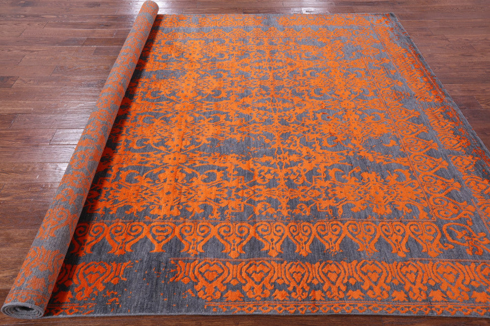 7' 11" X 10' 0" Persian Wool and Silk Hand Knotted Rug Q7091