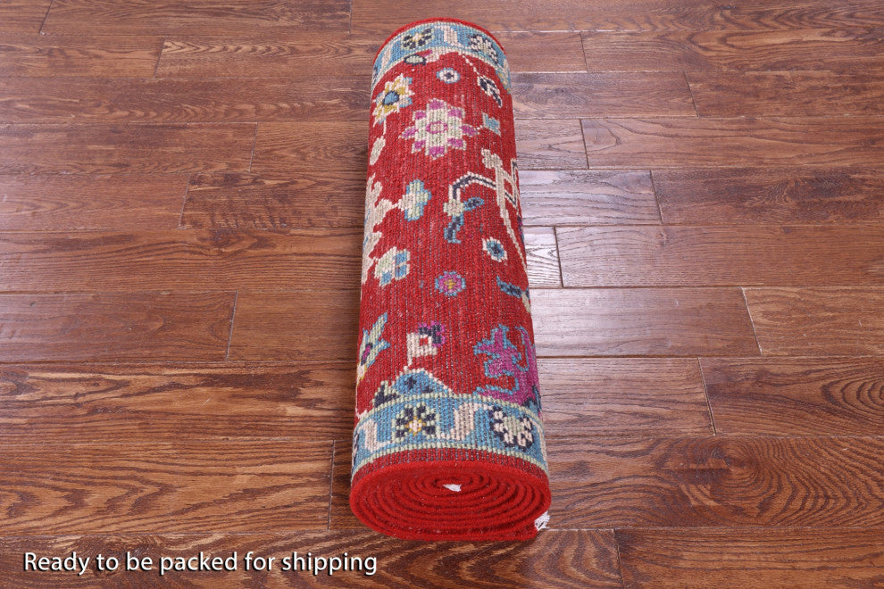 2' 7" X 14' 2" Runner Turkish Oushak Handmade Wool Rug - Q15925