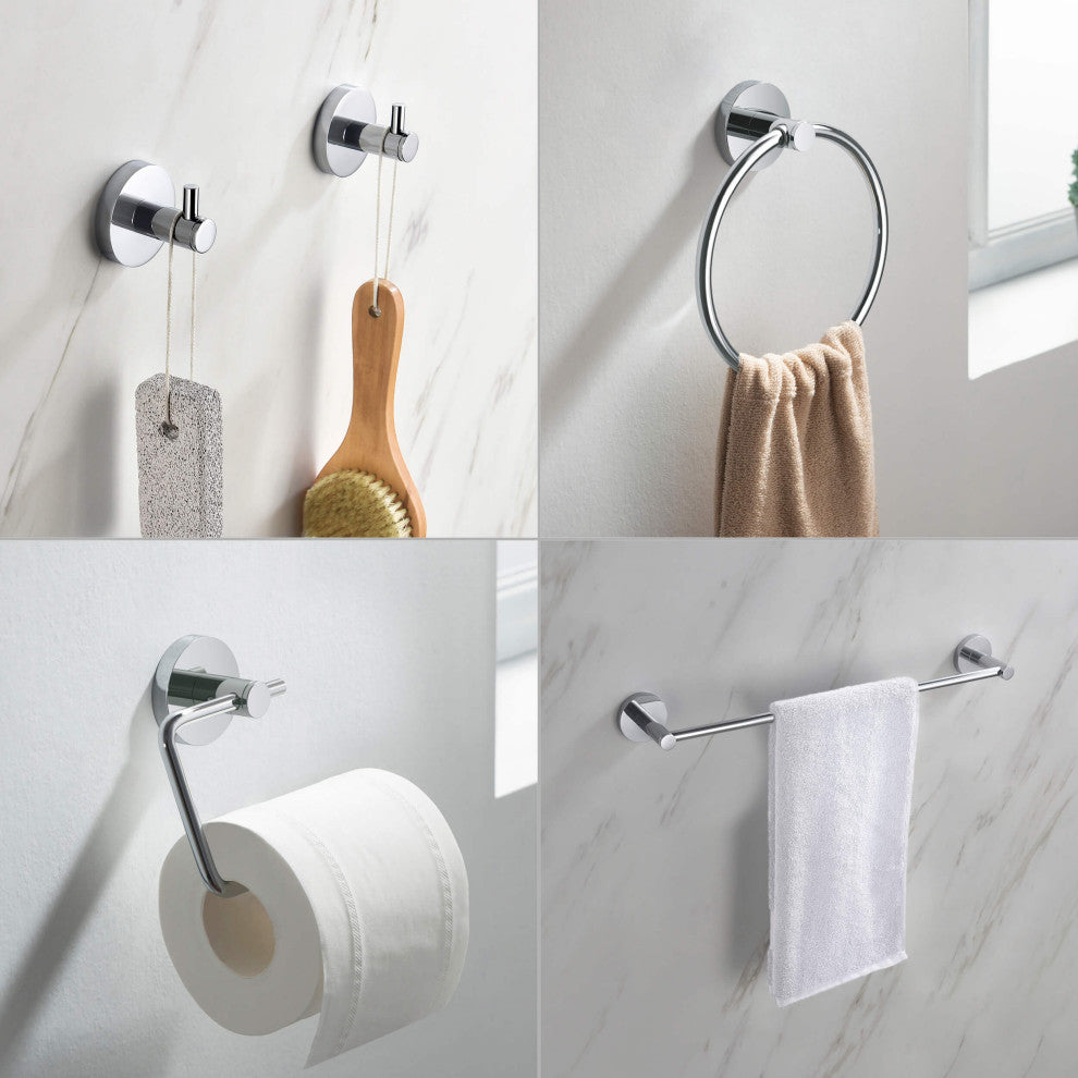 Circular 5-Piece Bathroom Hardware Set, Chrome