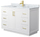 48" Single Bath Vanity, White, White Carrara Countertop, Sink, Gold Trim