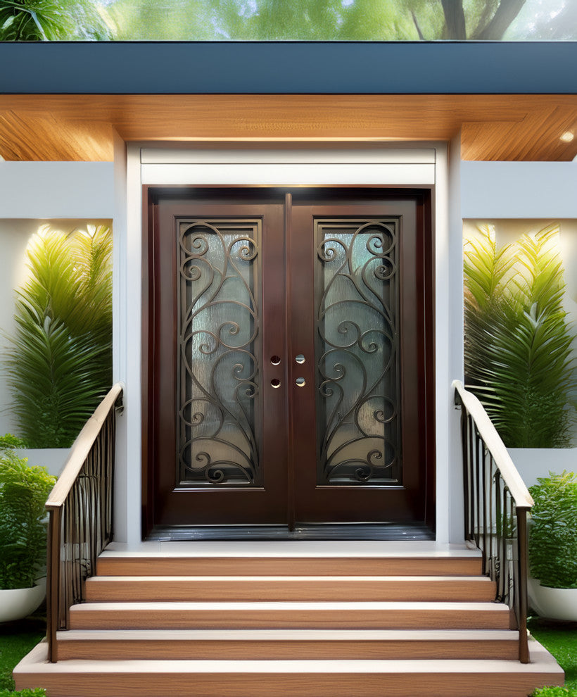 Exterior Front Entry Composite Double Door FRC08, 60"x80", Left Opening Inward
