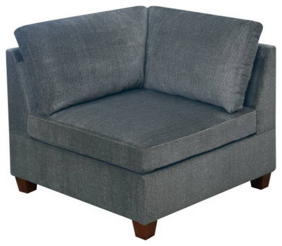 37 Inches Fabric Upholstered Wooden Corner Wedge, Gray