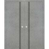 French Double Pocket Doors 36x84 | Planum 0016 Concrete with  | Kit Trims Rail