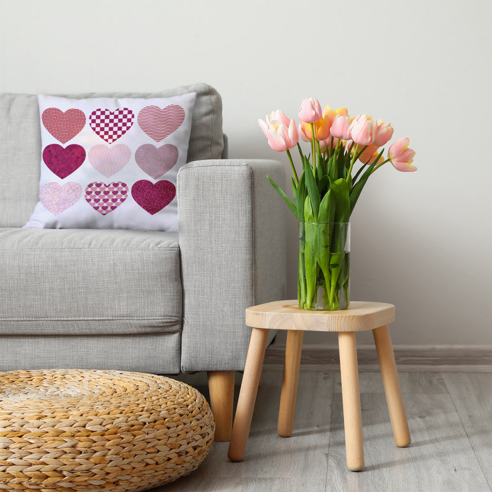 Patterned Hearts Decorative Throw Pillow, Buddah, 26"x 26"