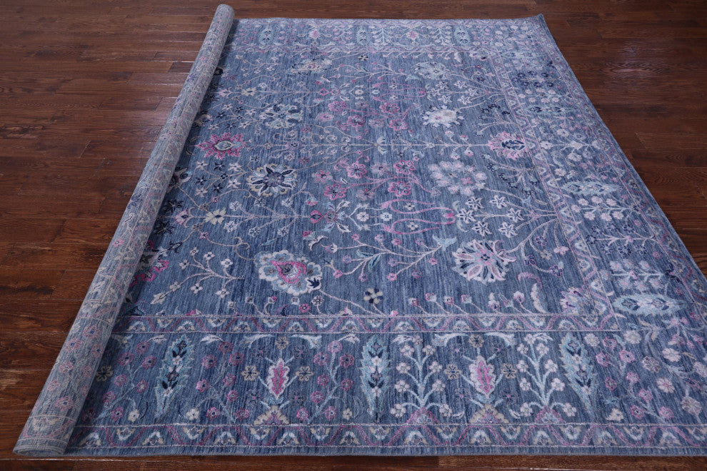 9' Square Wool & Silk Handmade Persian Rug - Q13046