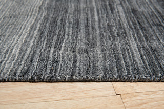 EORC Charcoal Handloomed Wool Rainbow Loom Rug, 5'x8'