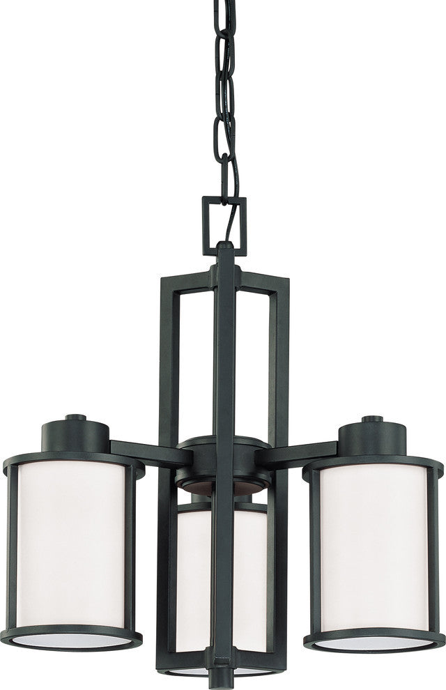 Odeon 3 Light - Convertible Up and Down Chandelier With Satin White Glass