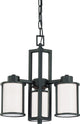 Odeon 3 Light - Convertible Up and Down Chandelier With Satin White Glass