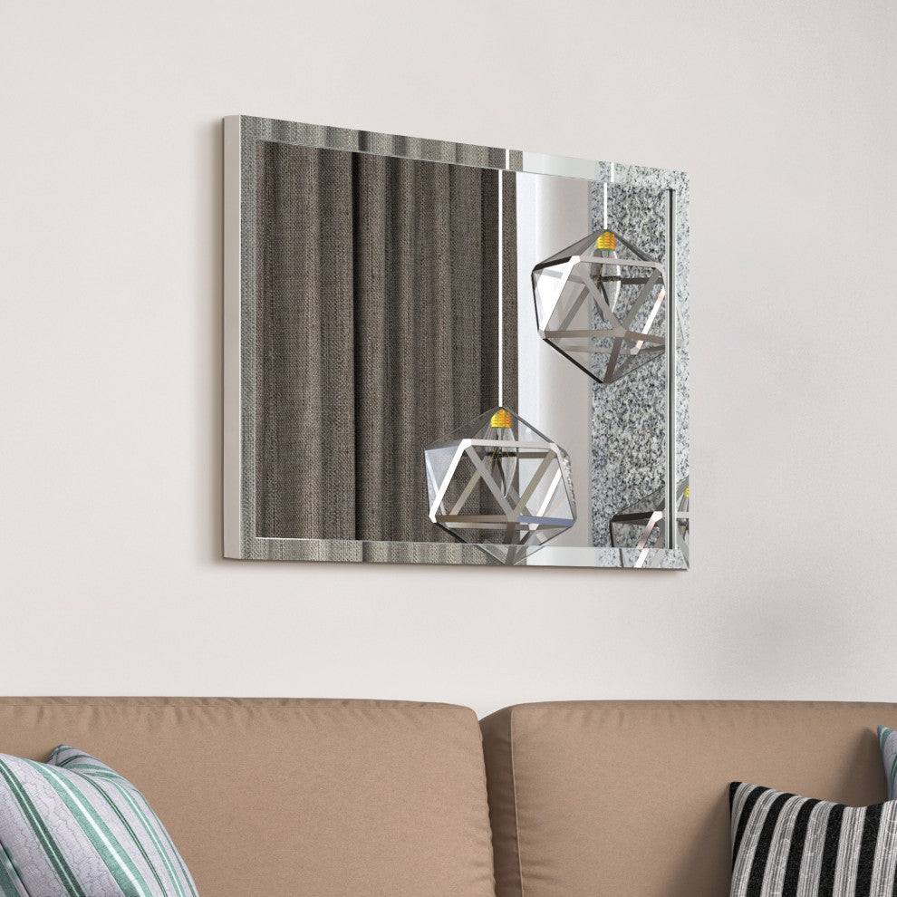 Contempo Stainless Steel Gold Wall Mirror, Polished Silver, 20"x30"