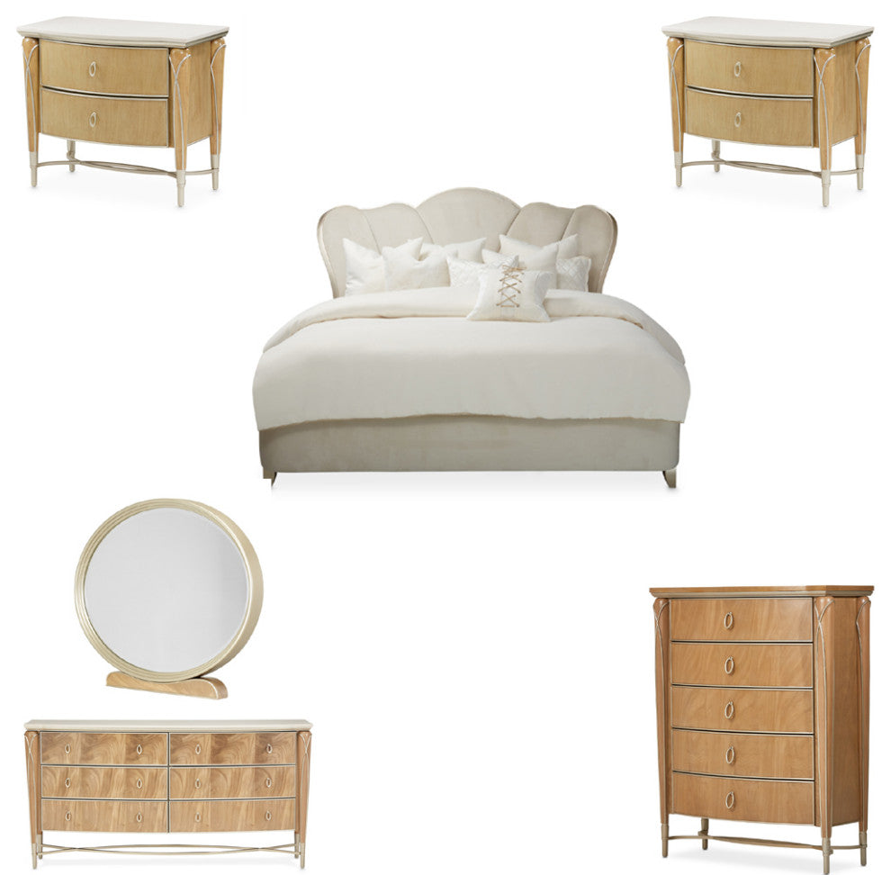 AICO Furniture Villa Cherie 6 Piece King Bedroom Set