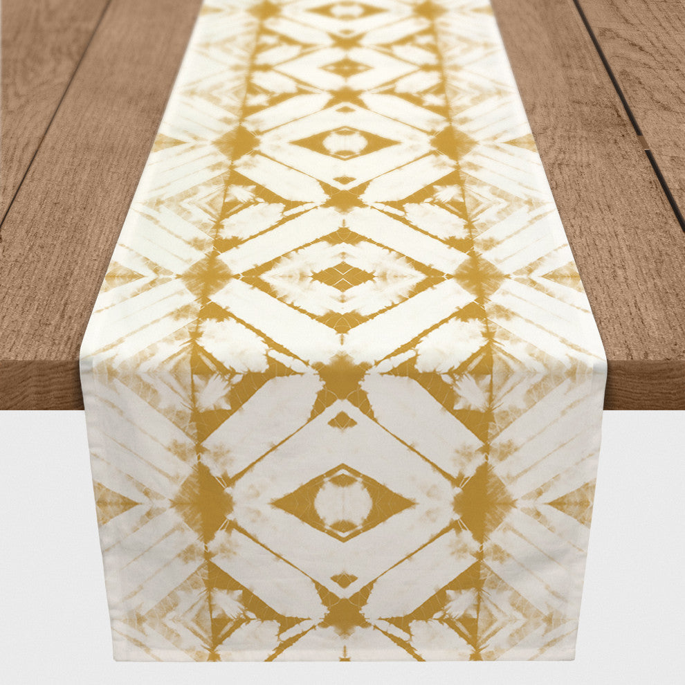 Gold Shibori Pattern 16x90 Poly Twill Table Runner