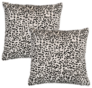 Cow Printed Faux Fur Pillow Shell 2 Piece Set, Snow Leopard