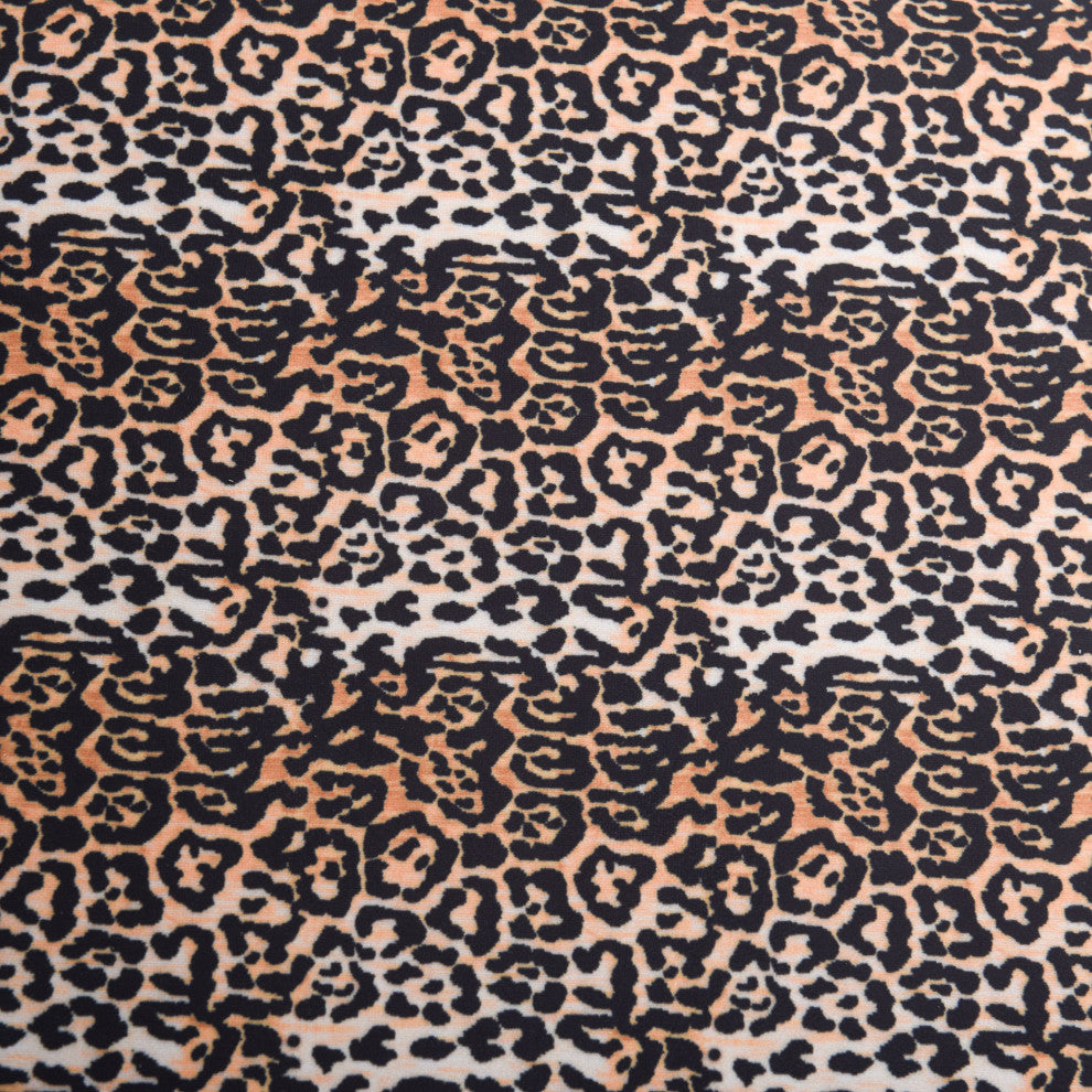 Dann Foley Stool Brown, Black, White Cheetah Print Linen Upholstery
