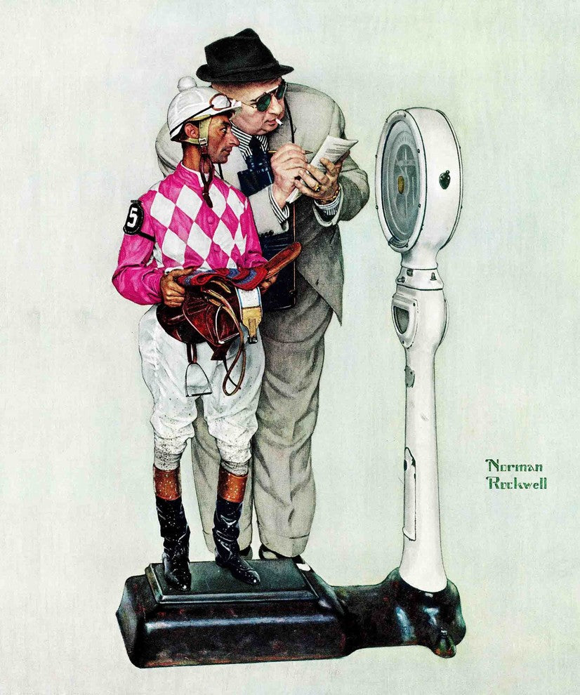 "Jockey Weighing In" Painting Print on Canvas by Norman Rockwell