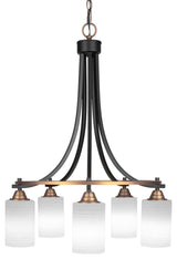 Paramount 5-Light Chandelier, Matte Black & Brass, 4" White Matrix Glass