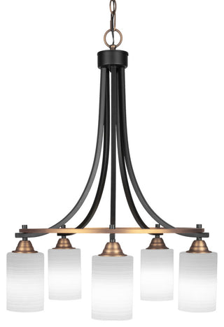 Paramount 5-Light Chandelier, Matte Black & Brass, 4" White Matrix Glass