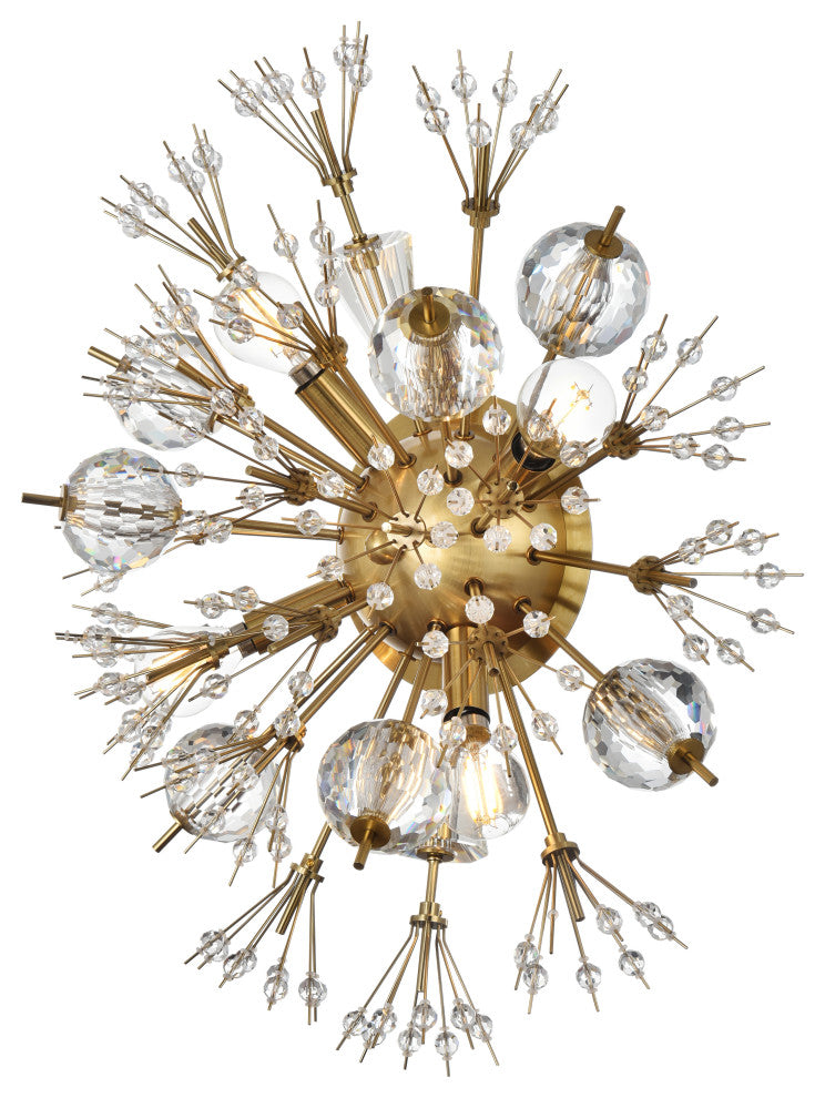 Victor 19" Crystal Starburst Wall Sconce, Gold