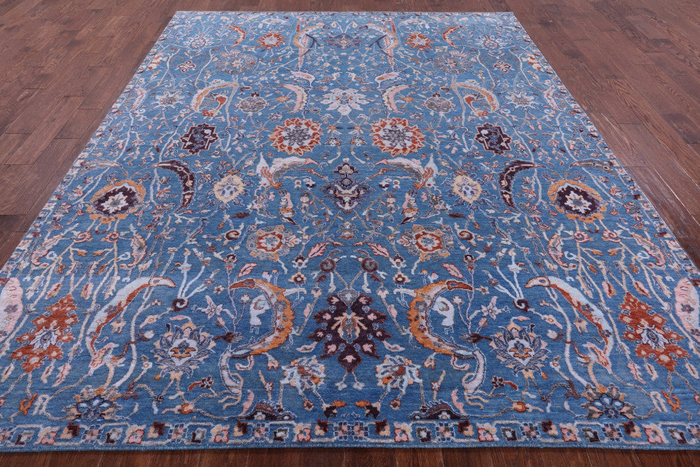 8' 2" X 10' 5" Persian Wool & Silk Hand Knotted Rug - Q14901