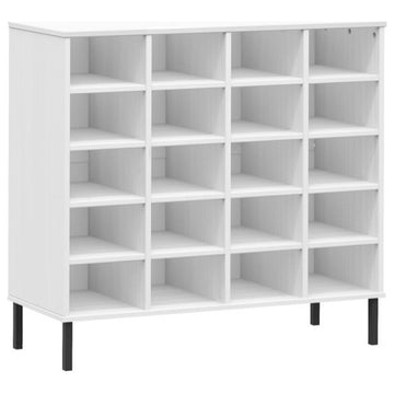 vidaXL Shoe Cabinet Shoe Cubby Shoe Rack with Metal Legs White Solid Pine Wood