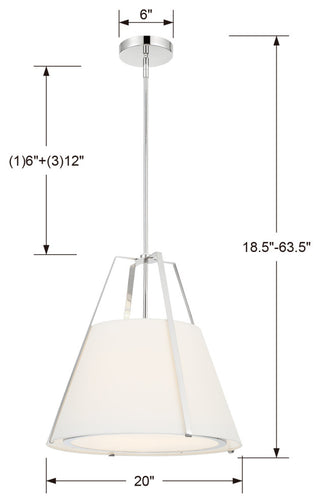 Fulton Three Light Pendant in Polished Nickel