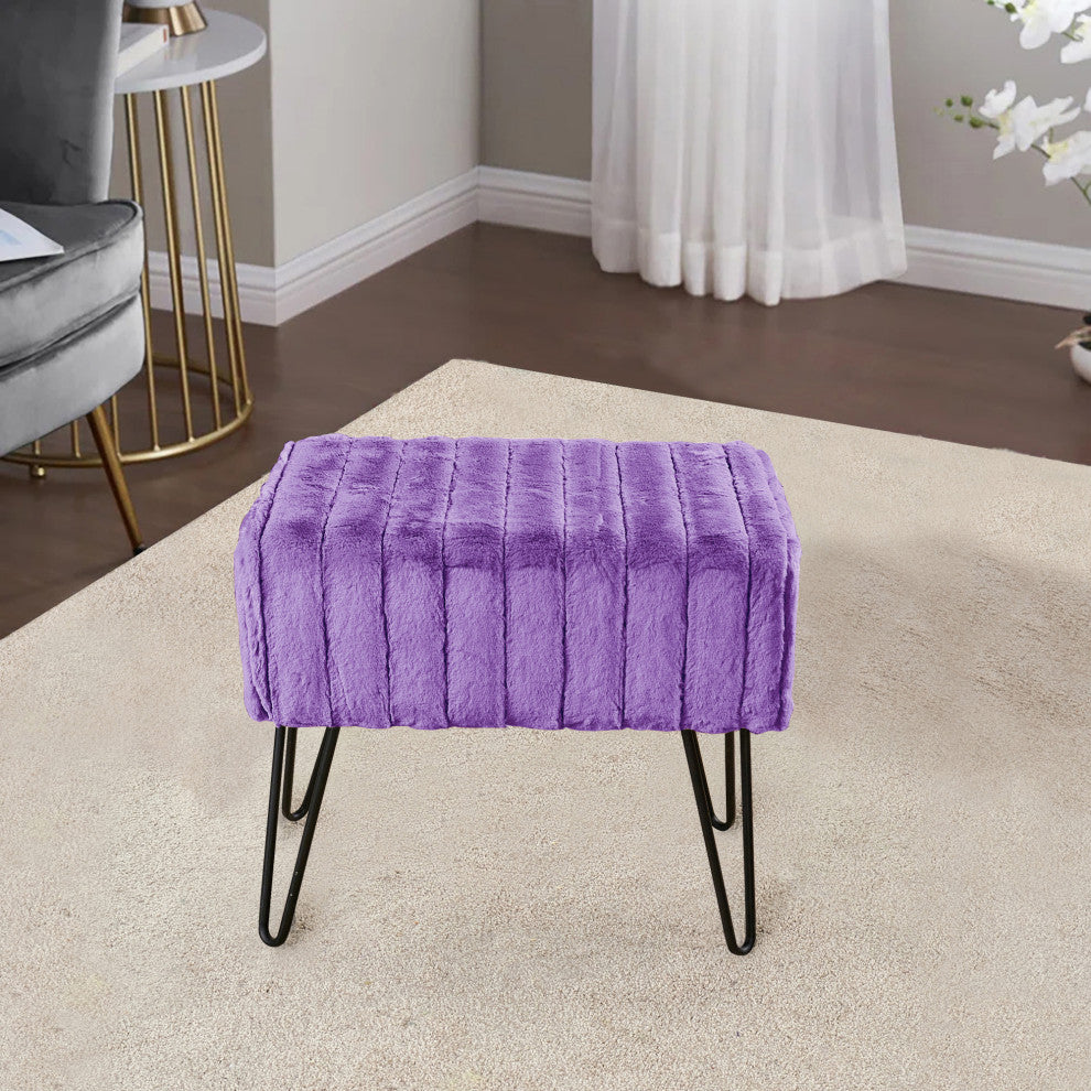 Serenta Super Mink Ottoman, Paisley Purple, 19''x13''x17''