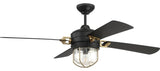 Craftmade 52" Nola Ceiling Fan, Flat Black / Satin Brass