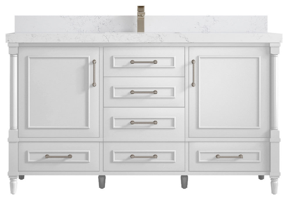 Aberdeen 60 Single Bathroom Vanity in White 2" Empira Quartz