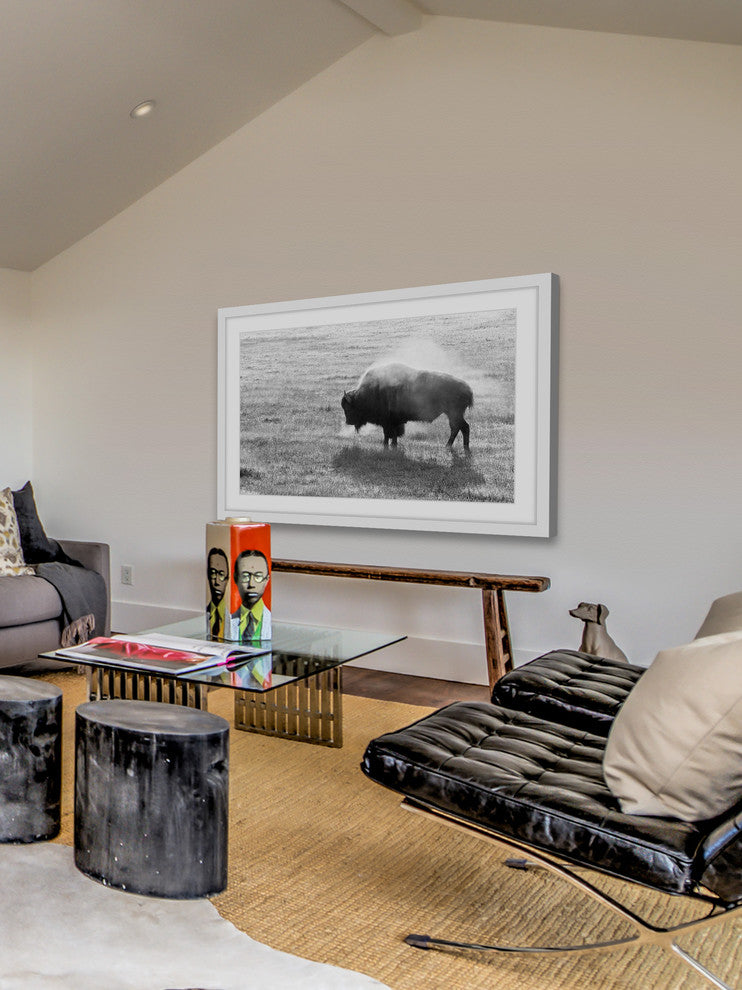 Marmont Hill, "Lone Buffalo" Framed Painting Print, 18x12