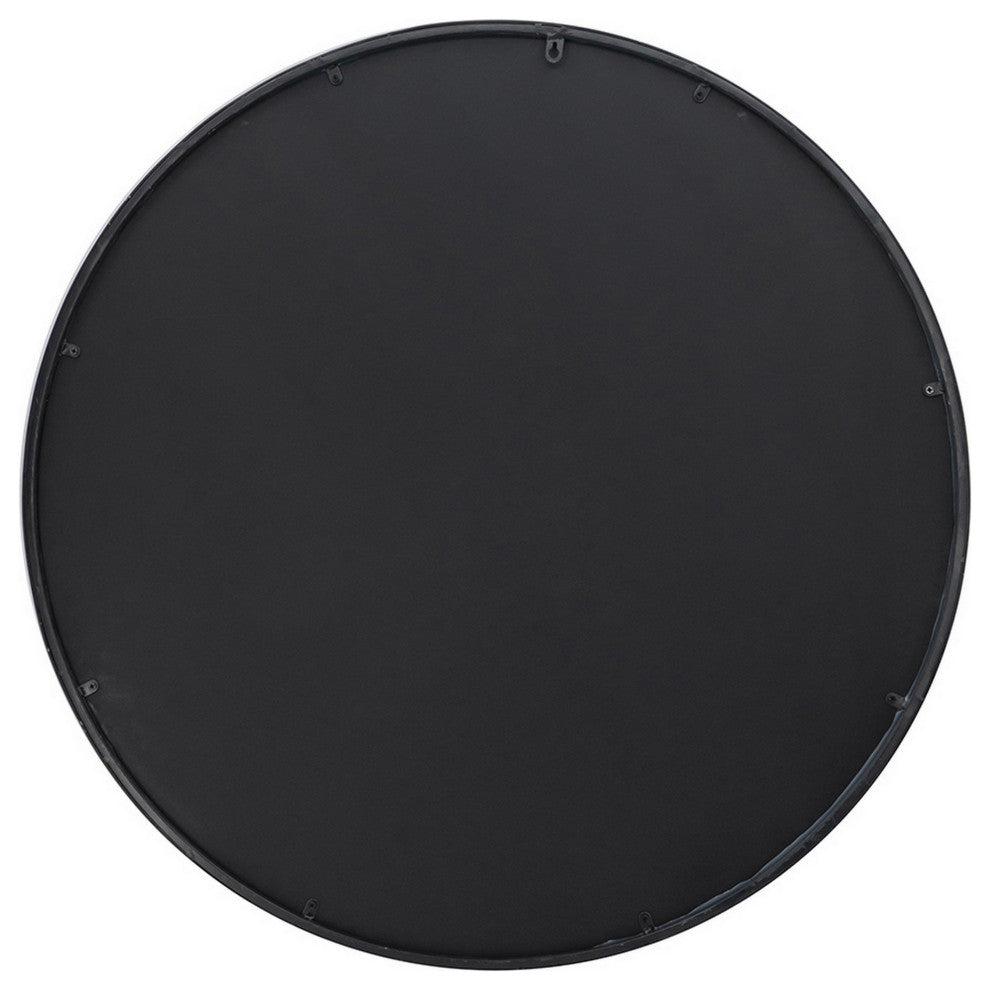 Benzara BM286303 36" Accent Wall Mirror, Antique Black Metal Frame, Baroque