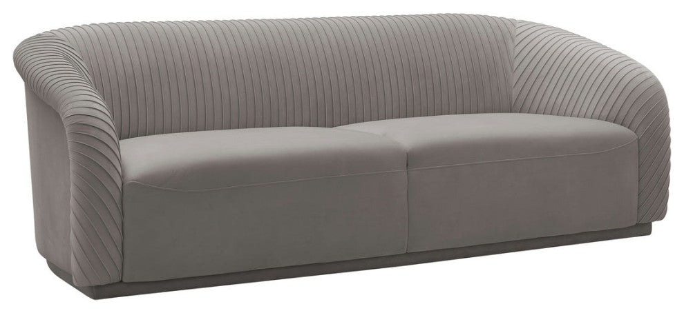 TOV Furniture Yara Pleated Grey Velvet Sofa