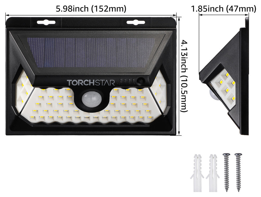 2 Pcs LED Solar Motion Sensor Security Light, 4 Modes, IP65, 3000K