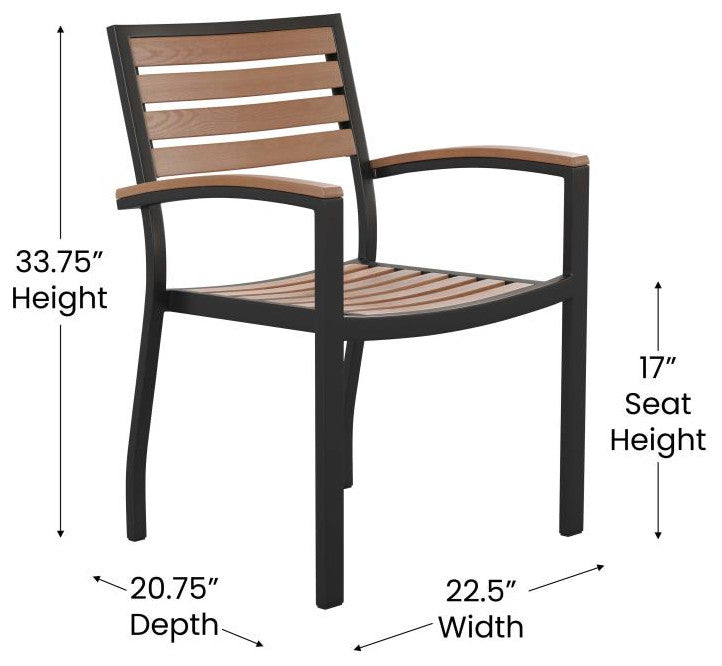 Lark 3 Piece Patio Dining Set-30" Square Table & 2 Stacking Club Chairs