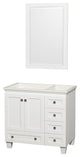 Acclaim 36" White Single Vanity, No Top, No Sink, 24"