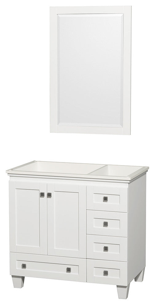 Acclaim 36" White Single Vanity, No Top, No Sink, 24"