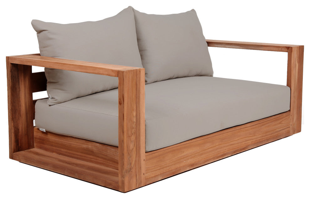 Tulum Waterproof Fabric Upholstered Outdoor Loveseat, Gray