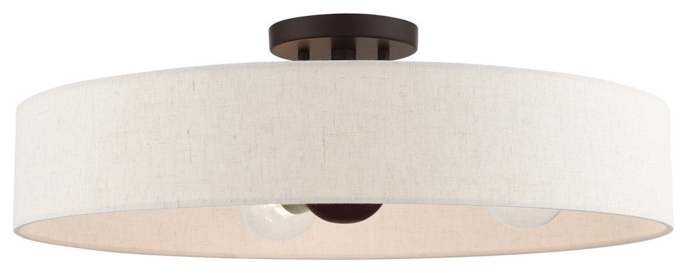 Livex Lighting Venlo 4 Light Bronze With Antique Brass Accents Large Semi-Flush
