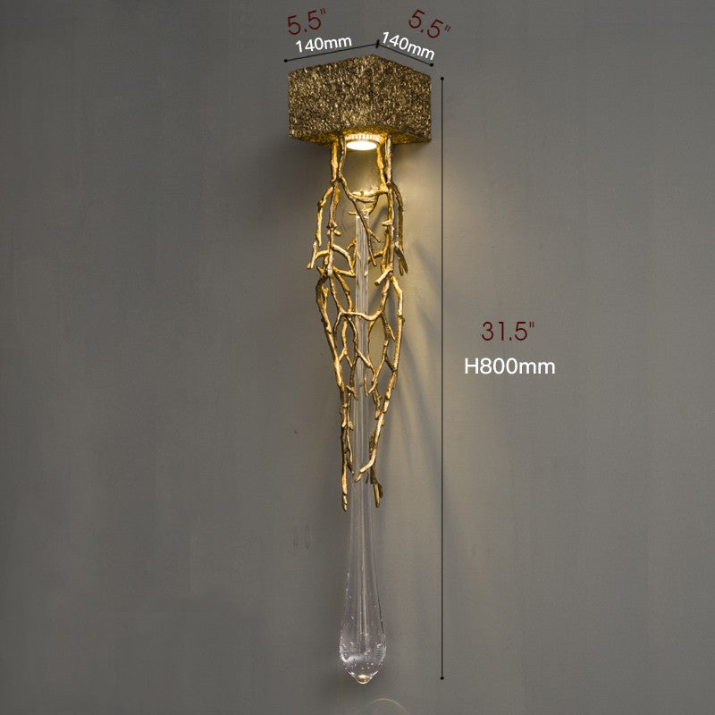 Jumilla | Creative LED Crystal Copper Wall Lamp, Copper, Cool Light