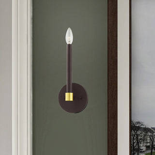 Livex Lighting Karlstad 1 Light Bronze, Satin Brass Accents ADA Single Sconce