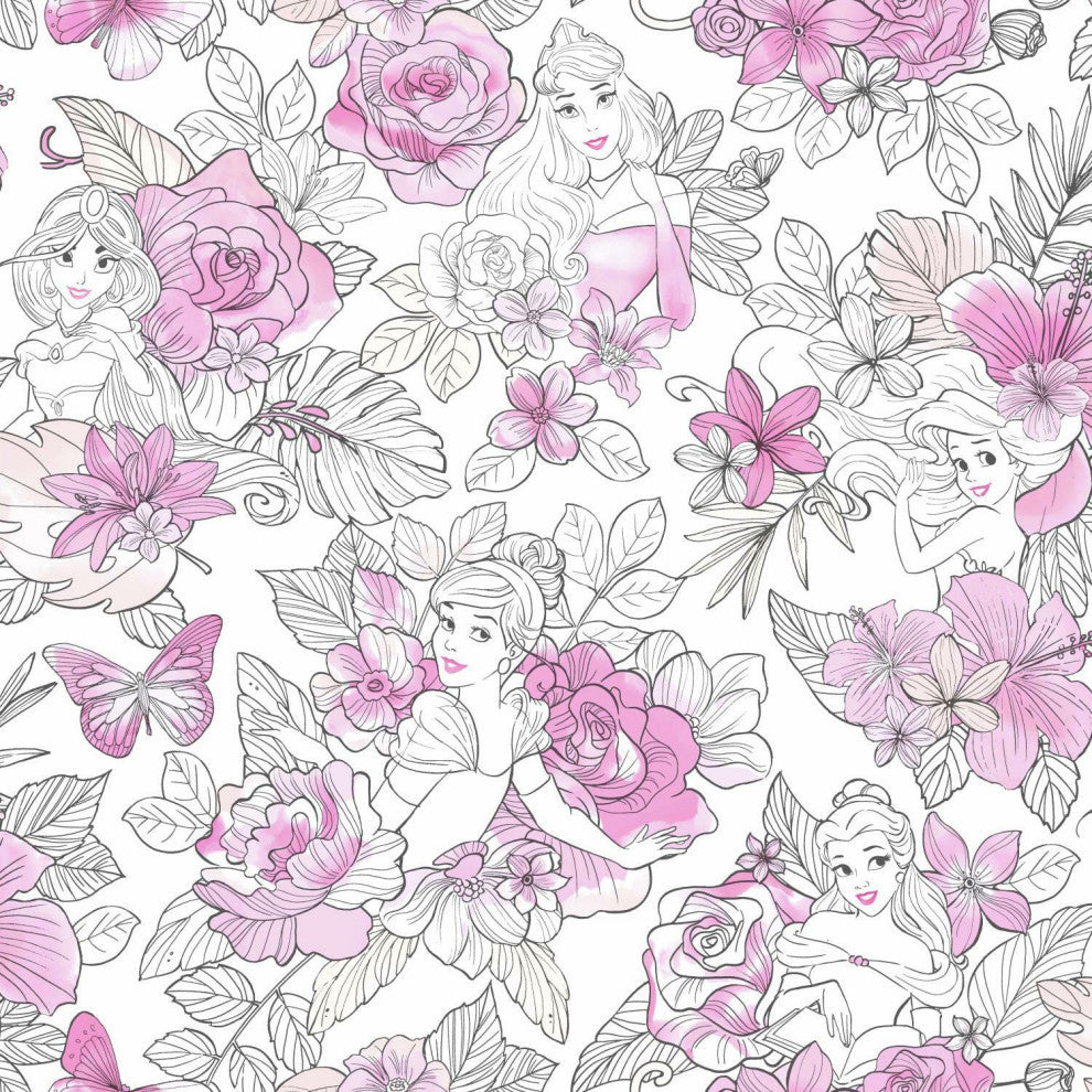 Disney Princess Royal Floral Wallpaper