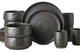 Stone by Mercer Project SHOSAI Stoneware 16 Piece Dinnerware Set, Black