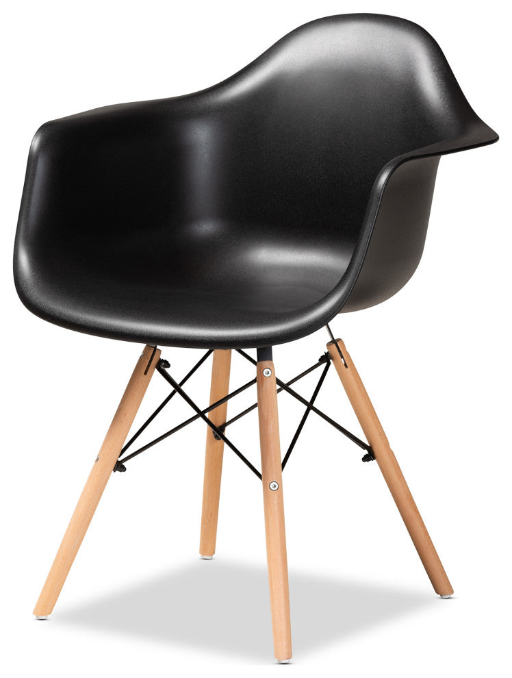 Galen Black Finish Plastic and Oak Brown Finish Wood 4-Piece Dining Chair Set