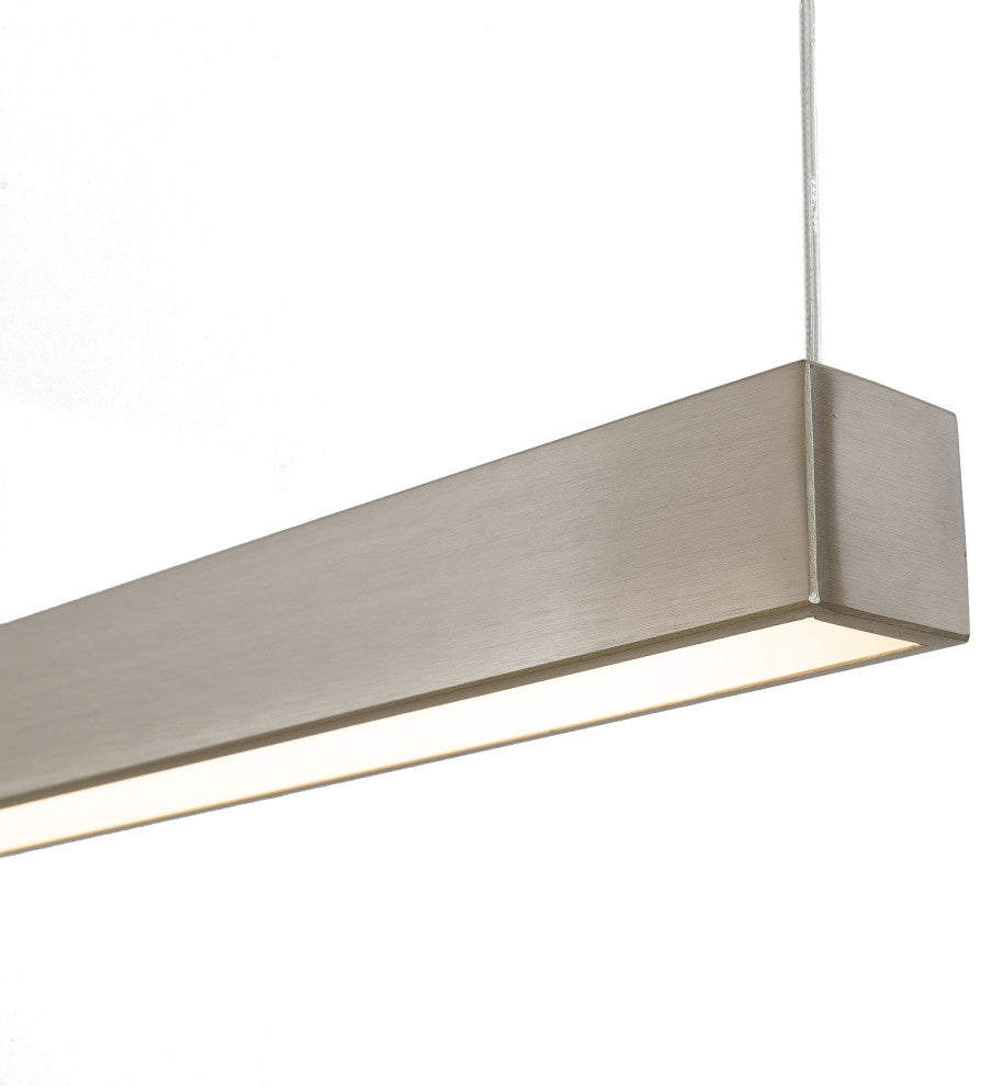 1-Light Satin Nickel LED Chandelier With A White Acrylic Diffuser