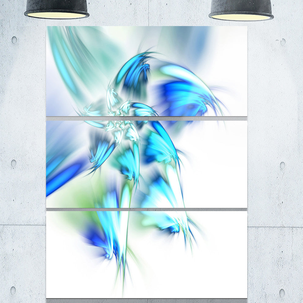 "Blue and Green Fractal Flower" Metal Wall Art, 3 Panels, 28"x36"