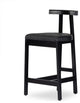 Tex Stool Black Rosa Morada, Black Leather, Counter