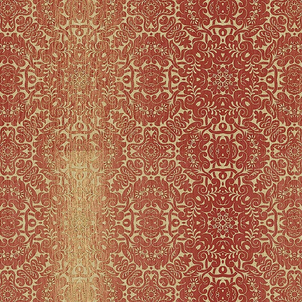Texture Style 2, Modern Damask Faux Red Wallpaper Sample