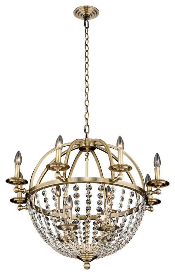 Pendolo 30x26" 12-Light Transitional Chandelier, Brushed Champagne Gold