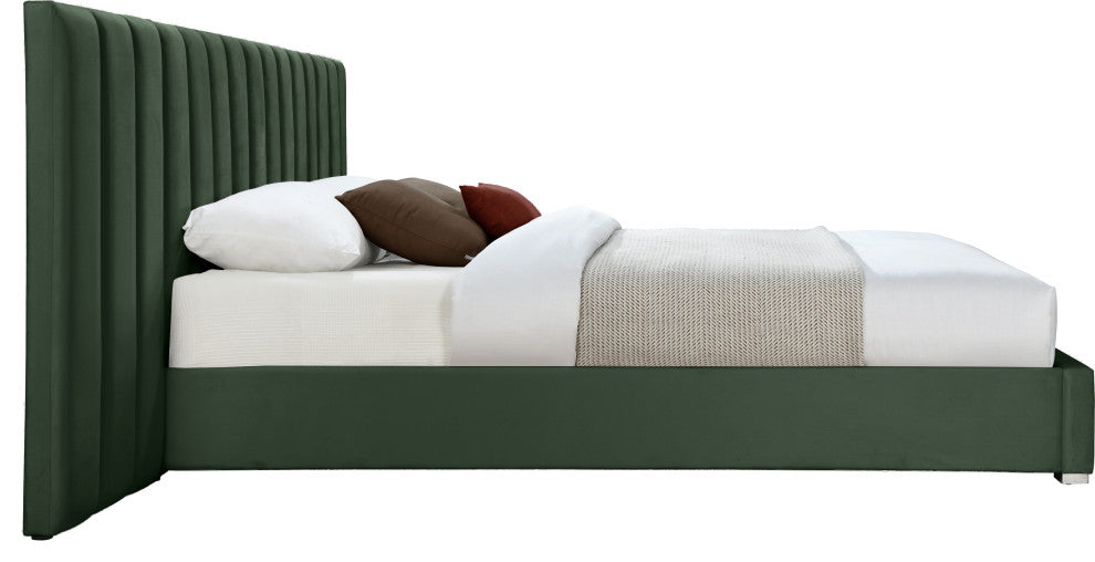 Pablo Velvet Upholstered Bed, Green, Queen